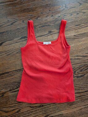 Eri + Ali Anthropologie Ribbed Tank Top Medium Coral Red Stretch Knit